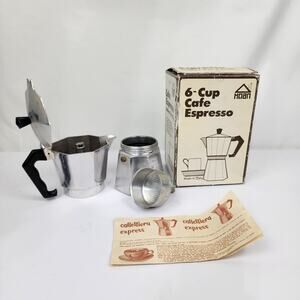 Vintage Hoan Cafe Espresso 3-6 Cup Coffee Maker Bakelite Handle Italy-in box MCM